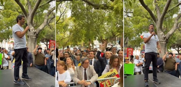 André Ventura lidera protesto contra Lula em Portugal