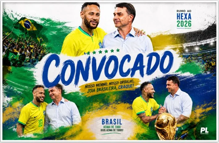 PL e Flávio Bolsonaro celebram convocação de Neymar para a Copa: “O Hexa vem”