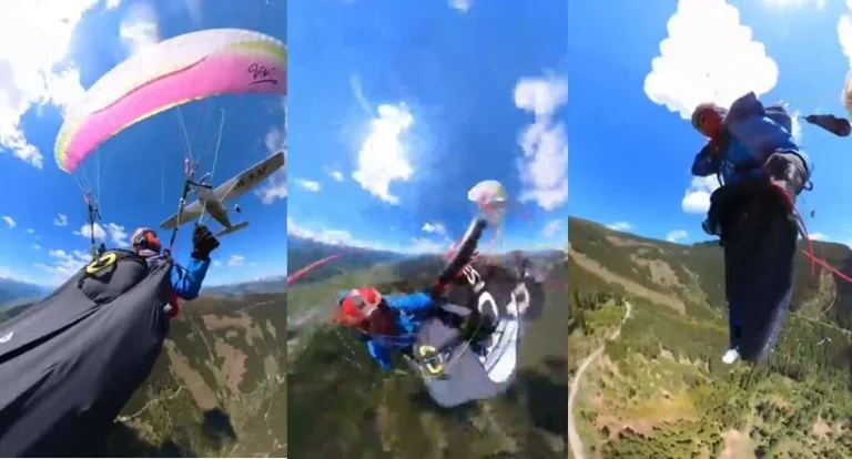 Assustador: Parapente é atingido por avião em pleno voo