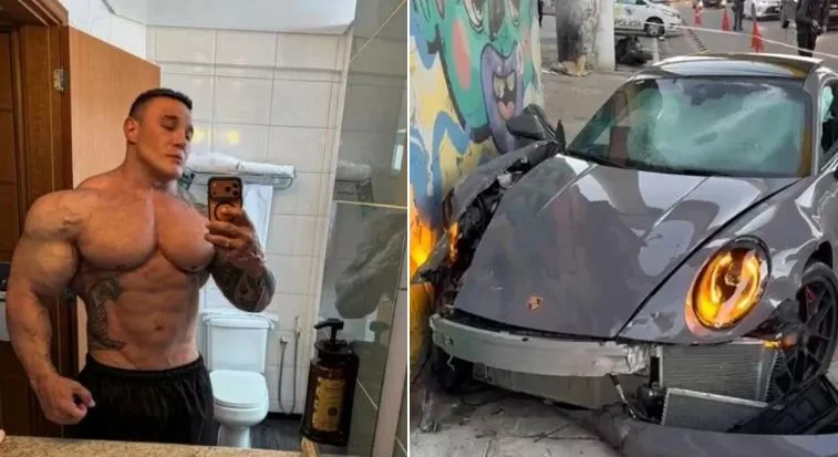 Influenciador fitness Fábio Giga se envolve em acidente com Porsche em São Paulo