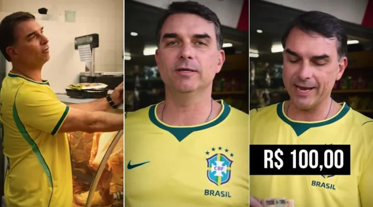 Flávio Bolsonaro faz “desafio do churrasco” com R$ 100 e cobra Lula