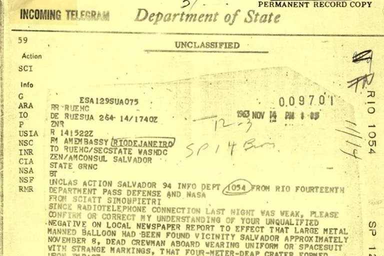 Documentos dos EUA revelam investigação sobre “OVNI” que teria caído na Bahia em 1963
