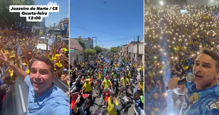 Flávio Bolsonaro arrasta multidão em Fortaleza e Juazeiro do Norte